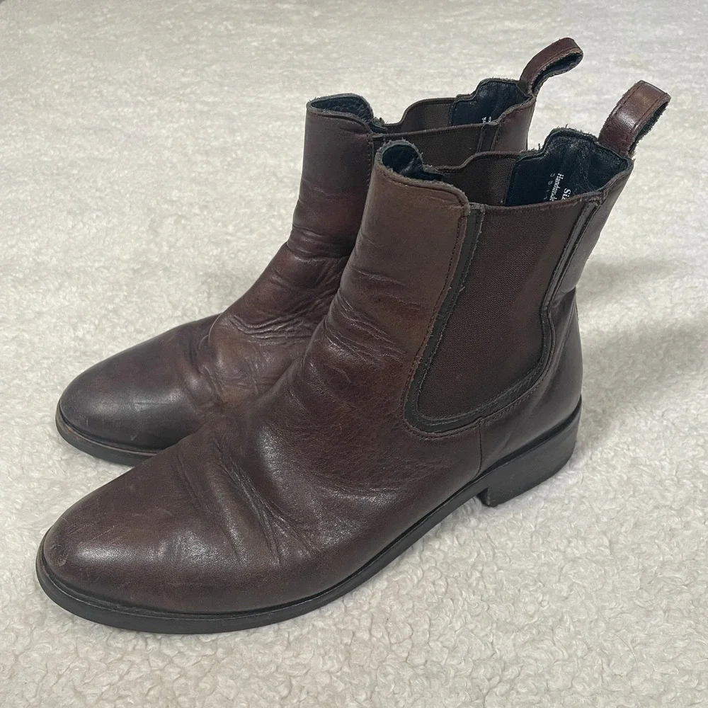 Thursday Boot Co Duchess Dark Brown Leather Chelsea Ankle Distressed Womens 9